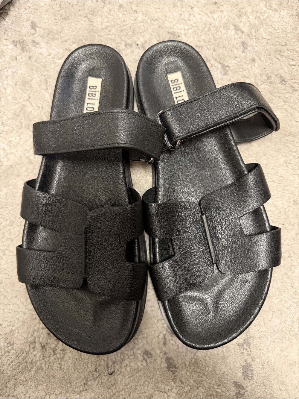 BIBI LOU Black Women’s Slide Sandals with Adjustable Straps